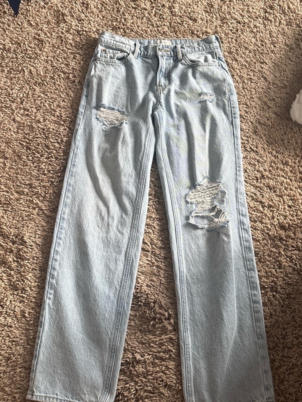PacSun Light Blue Distressed Straight-Leg Jeans
